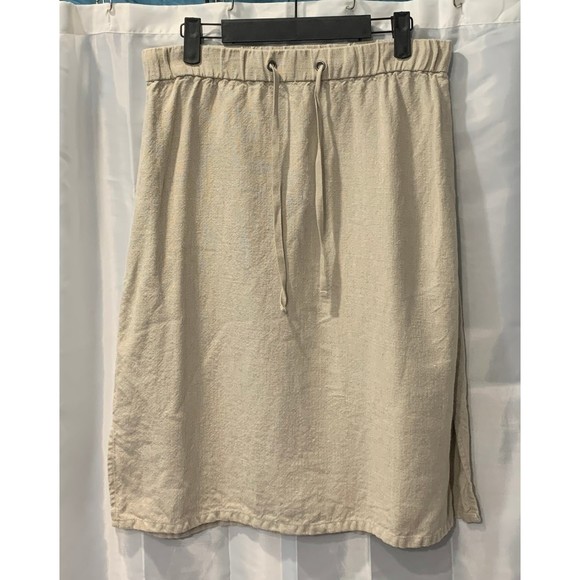 Eileen Fisher Dresses & Skirts - Eileen Fisher Women's PS 100% Organic Linen Drawstring Elastic Waist Slit Skirt